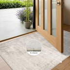 Washable 2x6 Thin Runner Rug: Abstract Soft Entryway Doormat Water-Resistan Hallway Bathroom Kitchen Carpet with Non-Slip Backing Modern Living Room Bedroom Decorative Carpet（2x6,Beige/Cream） - Image 3