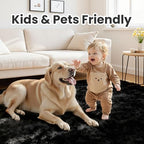 8x10 Fluffy Shag Area Rugs for Living Room Bedroom: Soft Plush Carpet Black - Image 4