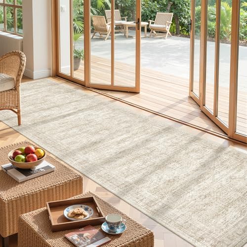 2'6 x 10' Runner Rug Non Slip,Washable Kitchen Rugs,Beige by Restydon