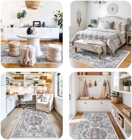 4x12 Wide Hallway Runner Rug: Vintage Washable Soft Runners for Living Room Bedroom Water Resistant Carpet with Non-Slip Backing for Entry Kitchen Dining Room Thin Bathroom Floor Mat(Brick,4x12) - Image 4