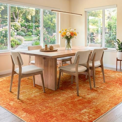 RELEANY Washable 6'x9' Abstract Area Rug for Living Room Orange - Image 4