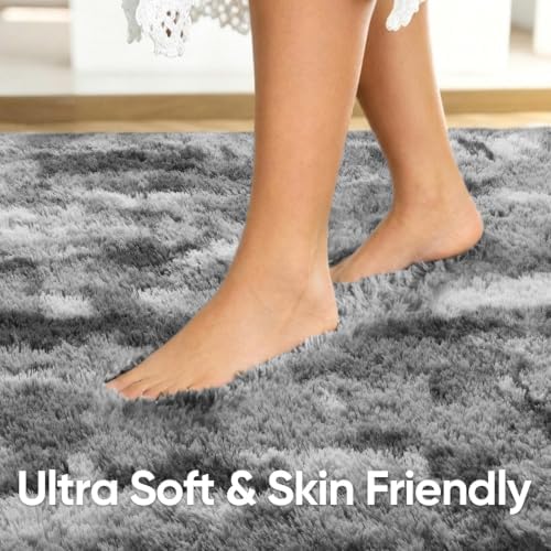 Noahas 6x9 Large Grey Fluffy Soft Area Rug Non-Slip for Living Room Bedroom - Image 5