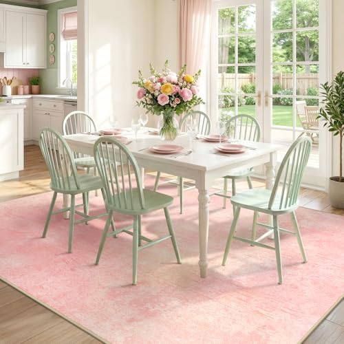 RELEANY Washable 6'x9' Abstract Area Rug for Living Room Light Pink - Image 3