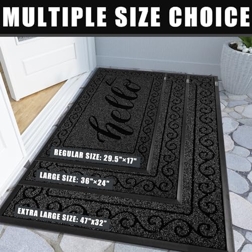 Yimobra Welcome Mats for Front Door 36x24, Heavy Duty Waterproof Outdoor Door Mat Outside Entrance, Non-Slip Low Profile Indoor Entryway Mat for Garage Patio, Black - Image 5