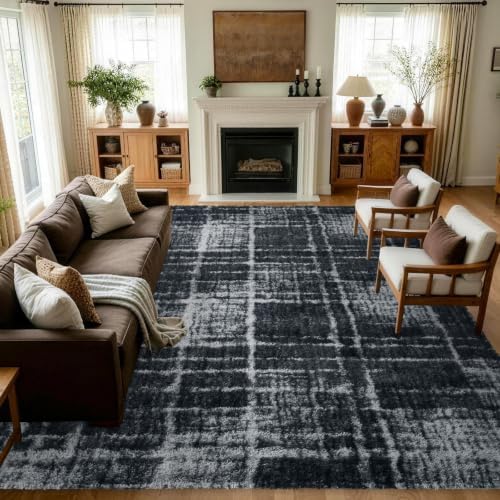 8x10 Extra Large Grey Fluffy Soft Area Rug Non-Slip for Living Room Bedroom - Image 2