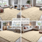 5x8 Fluffy Shag Area Rugs for Living Room Bedroom: Soft Plush Carpet Beige - Image 7