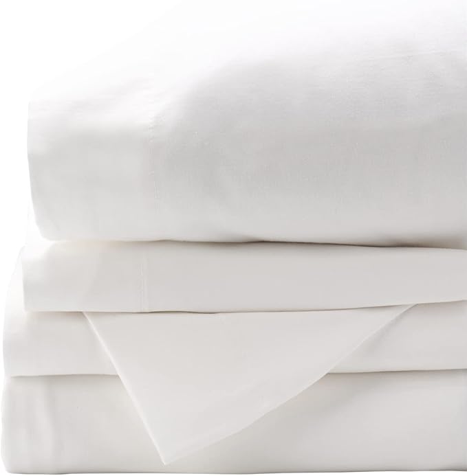 Red Land Cotton Luxury Sheet Set | 100% American Grown Cotton Basics | Premium Hotel Ultra-Soft Lightweight 4 Piece USA Made Deep Pocket Fitted, Flat Sheet, & Pillowcases Percale Weave (Queen/White)