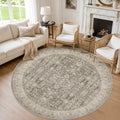 Round Area Rug Living Room: 6ft Neutral Washable Carpet Warm Taupe by Luxturiy