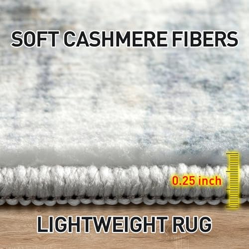 8x10 Area Rugs for Living Room: Washable Abstract Blue Multi Bedroom Carpet - Image 6