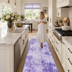 RELEANY Washable Runner 2'x8' Abstract Area Rug for Hallway Purple - Image 4