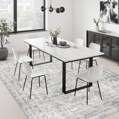 6x9 Area Rug Living Room: Modern Washable Soft Carpet Black Grey - Image 4
