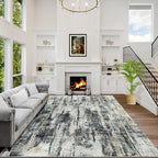 6x9 Area Rugs for Living Room: Washable Abstract Black Grey Gold Carpet by GENTDRIZZ