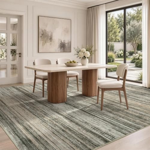 Lofus 8x10 Area Rug for Living Room, Abstract Washable Non-Slip Rugs, Taupe - Image 3