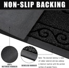 Yimobra Welcome Mats for Front Door 29.5x17, Heavy Duty Waterproof Outdoor Door Mat Outside Entrance, Non-Slip Low Profile Indoor Entryway Mat for Garage Patio, Black - Image 3
