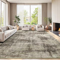 9x12 Area Rug for Living Room, Abstract Washable Non-Slip Large Rugs, Brown by Lofus