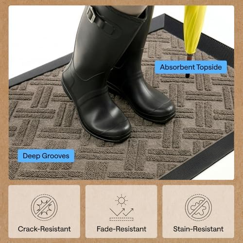 GORILLA GRIP WeatherMAX Door Mat, Indoor Outdoor, 72x24, Beige Basket Weave - Image 5