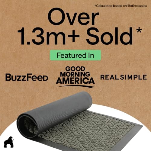 GORILLA GRIP WeatherMAX Door Mat, Indoor Outdoor Use, 29x17, Gray Geometric - Image 4