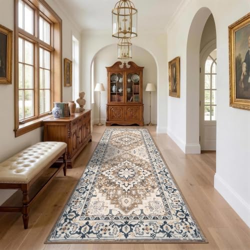 Lofus 3x8 Hallway Kitchen Washable Runner Rug, Boho Entry Long Carpet Brown - Image 4