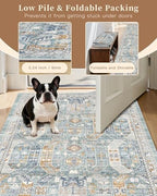 Madane Washable Area Rug 2x3 Small Entryway Rugs Non-Slip, Blue/Gold - Image 6