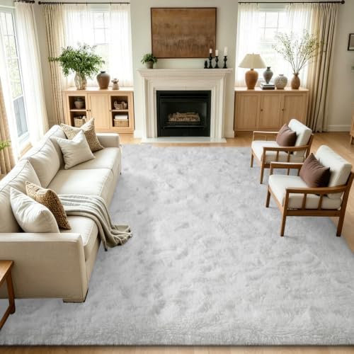 7x10 Large White Fluffy Soft Area Rug Non-Slip for Living Room Bedroom by ModernHomeDecor
