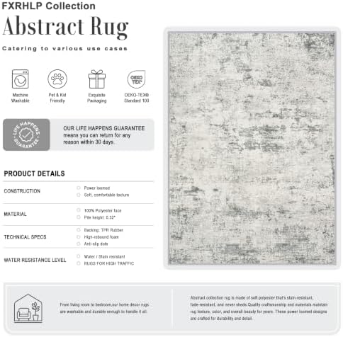 10x14 Area Rug Living Room: Modern Washable Indoor Soft Carpet Gray - Image 2