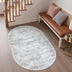 3x5 Oval Rug for Bedroom,Washable Area Rug,Grey - Image 5
