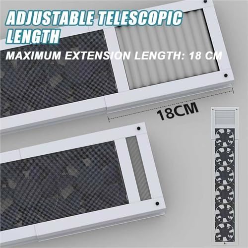 Adjustable Door & Window Exhaust Fan with Filter, 52-140cm, 85m³/h Airflow, 2800 RPM, Punch-Free Installation for Home, Kitchen, Bedroom & Office Use