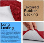 GORILLA GRIP Bath Rug Mat for Bathroom, Absorbent Chenille, 30x20 Red - Image 3
