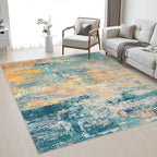 Area Rug Living Room: 5x5 Modern Washable Soft Carpet Rosy Haze by FXRHLP