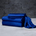 LUXOME Luxury Sheet Set | 100% Rayon (Viscose) from Bamboo | King Size - Sapphire | Deep Pockets | 4-Piece Set (Fitted, Flat, 2 Pillowcases)