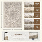 5x7 Area Rugs Living Room: Washable Rug for Bedroom Brown Beige - Image 2