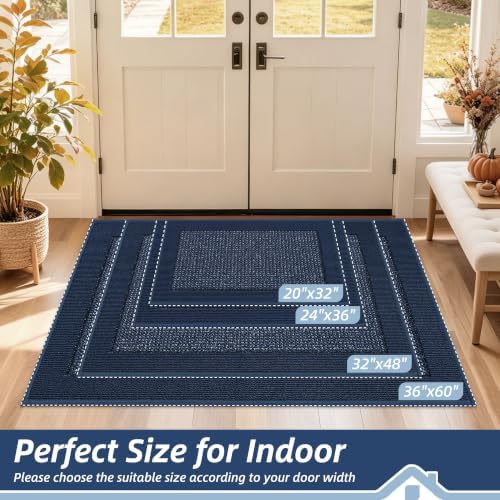 BEQHAUSE Indoor Door Mat 36" x 60", Dirt Trapper Door Mats, Blue - Image 2