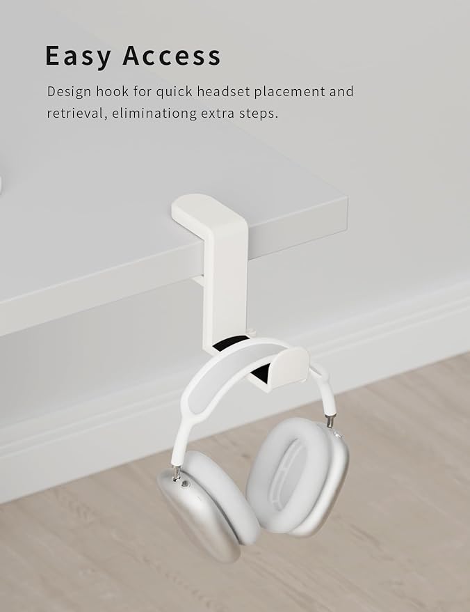 Celerion Headphone Hook - Under Desk Headphone Holder with 360-Degree Adjustable Rotation (Creamy White)