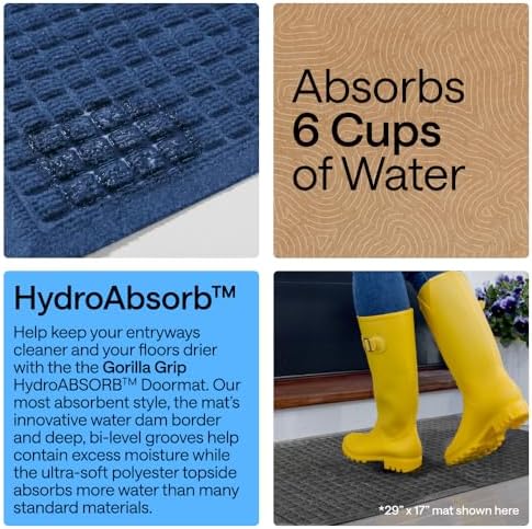 GORILLA GRIP® HydroABSORB Door Mat for Indoor Outdoor Use, 47x35 Blue - Image 4