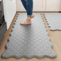 Arenarug Upgrade Scalloped Kitchen Mats for Floor 2PC, Gray Kitchen Rugs by ArenaRug