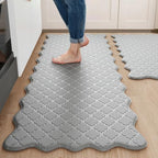 Arenarug Upgrade Scalloped Kitchen Mats for Floor 2PC, Gray Kitchen Rugs by ArenaRug