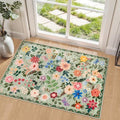 PLHXFR 2x3 Small Entryway Rug: Floral Washable Indoor Soft Carpet Green by PLHXFRSoftAreaRugs