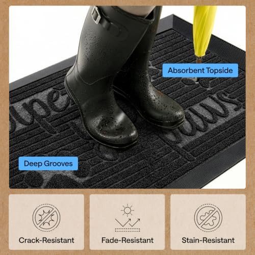 GORILLA GRIP WeatherMAX Door Mat, Indoor Outdoor Use, 35x23, Black Paw - Image 4
