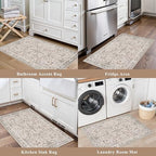 2x3 Non-Slip Washable Kitchen Rug – Boho Small Accent Rug for Sink & Entryway, Soft Low Pile Thin Carpet for Pet Area & Bathroom, Indoor Door Mat (Beige,2x3) - Image 3