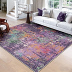 RELEANY Washable Square 8'x8' Area Rug for Living Room Purple Multi by RELEANY