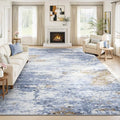 8x10 Area Rug for Living Room, Abstract Washable Large Rugs, Light Blue by Lofus