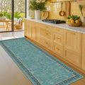 Hazo Haus Boho 2x7 Long Non Slip Kitchen Rug Runner - Teal Washable Rug for Bathroom, Hallway, Door Mats Indoor Entrance,Non Slip with Rubber Backing, Vintage Floral Indoor Décor by HazoHaus