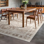 Boho 7x9 Area Rug for Living Room - Washable Beige Dining Room Rug Under the Table, Low Pile Non-Slip Rugs for Bedroom, Office - Charming Geometric Decor & Stain Resistance (7x9 Beige/Latte) - Image 6