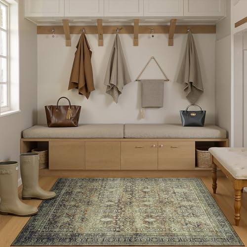 4x6 Area Rugs for Entryway, Brown Washable Non-Slip Area Rug for Kitchen - Image 7