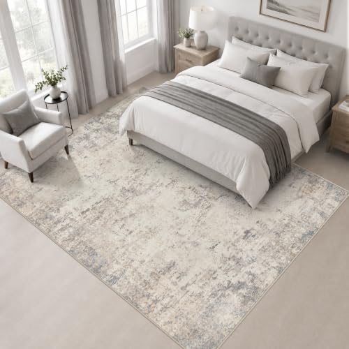 Area Rug Living Room: 5x5 Modern Washable Soft Carpet Brown Beige - Image 3