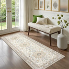 Hallway Runner Rug: 2.6x8 Kitchen Boho Rugs for Living Room Beige - Image 2