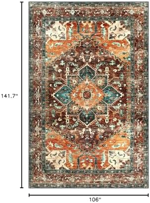 Yamaziot 9x12 Large Area Rug, Non-Slip Washable Boho Living Room Rug - Image 2
