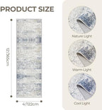 4x12 Runner Rug Non Slip,Washable Hallway Runner Rug,Blue - Image 2