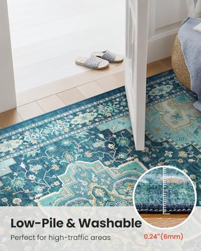 Amada Vintage Washable Area Rug,2'x3',Teal Blue - Image 6