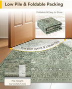 RELEANY Washable Area Rug, Runner 3'x20', Green/Dark Green/Gray - Image 4